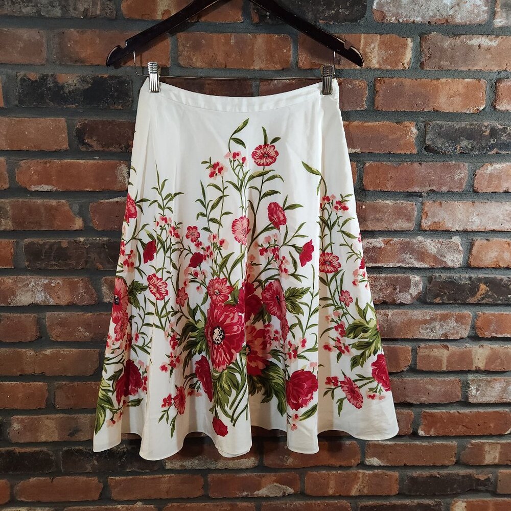 Kate Hill Petite Silk Blend Floral A-line Skirt Feminine Romantic Women's 2P